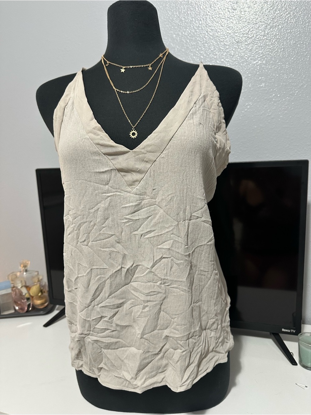 Zara Cream V-Neck Camisole Tank